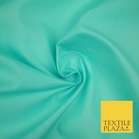 AQUA BLUE Premium Plain Polycotton Dyed Fabric Dress Craft Material 44" 3546