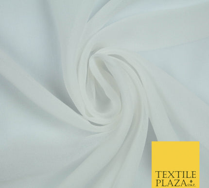 WHITE Premium Plain Dyed Chiffon Fine Soft Georgette Sheer Dress Fabric 5744