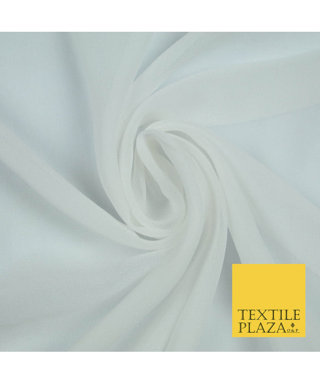 WHITE Premium Plain Dyed Chiffon Fine Soft Georgette Sheer Dress Fabric 5744
