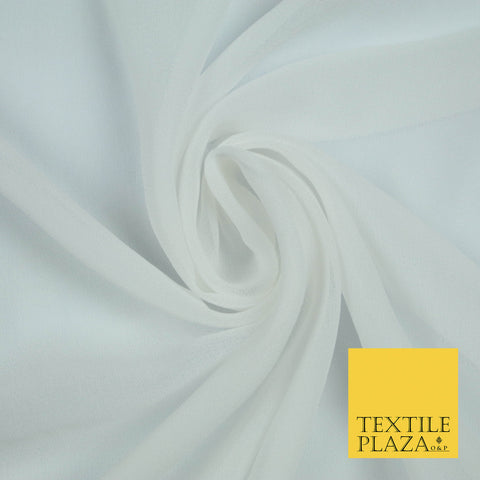 WHITE Premium Plain Dyed Chiffon Fine Soft Georgette Sheer Dress Fabric 5744