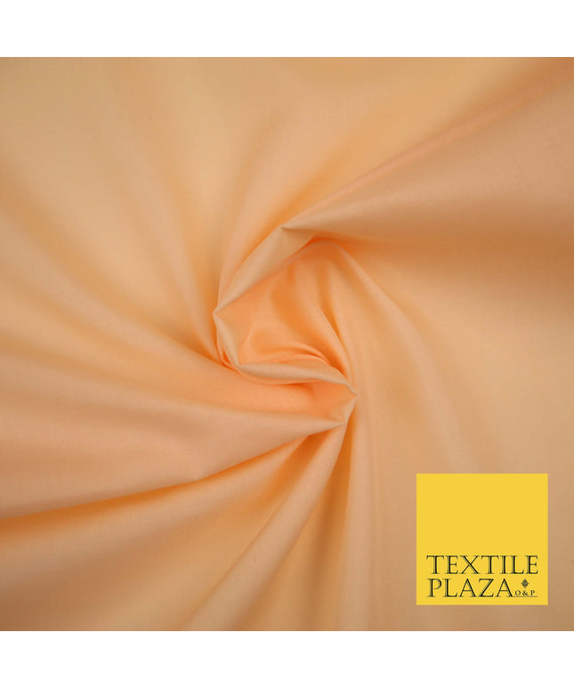 PEACH 2 Premium Plain Polycotton Dyed Fabric Dress Craft Material 44" 3549