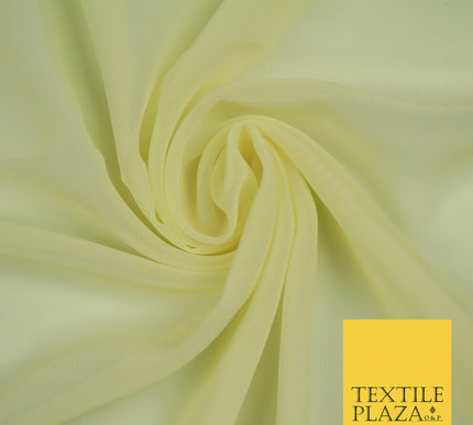 PALE LEMON Premium Plain Dyed Chiffon Fine Soft Georgette Sheer Dress Fabric 5746