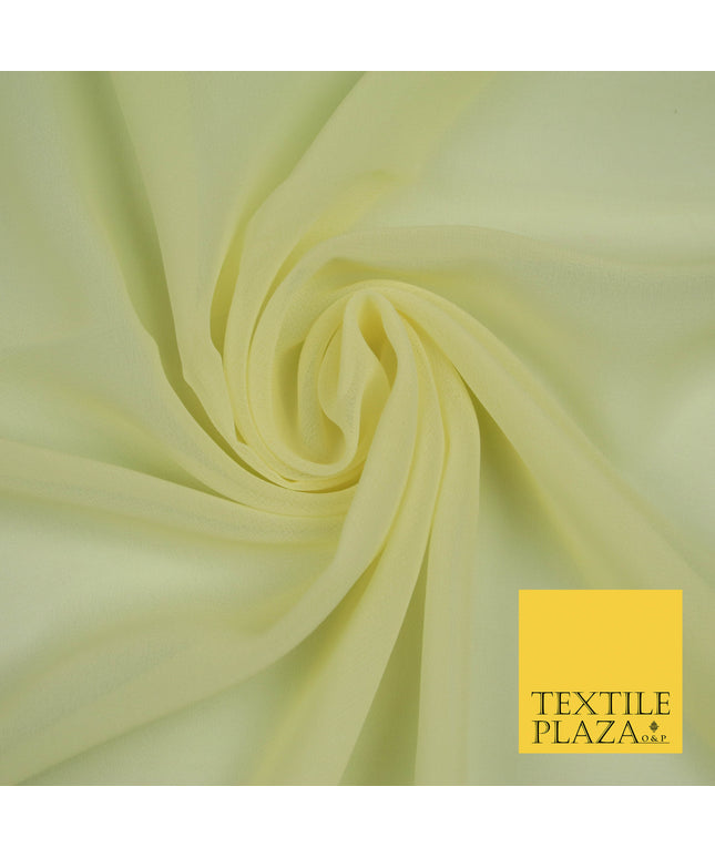 PALE LEMON Premium Plain Dyed Chiffon Fine Soft Georgette Sheer Dress Fabric 5746
