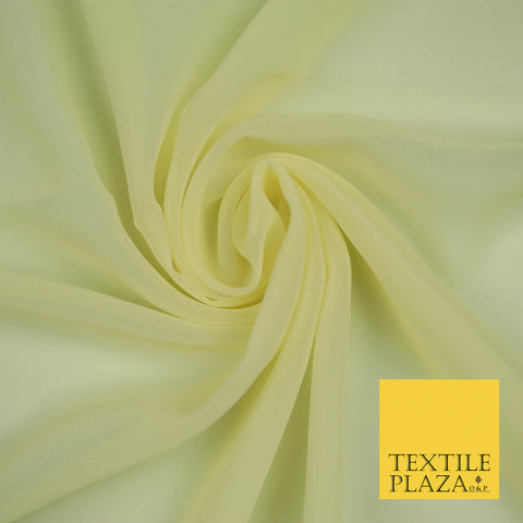 PALE LEMON Premium Plain Dyed Chiffon Fine Soft Georgette Sheer Dress Fabric 5746