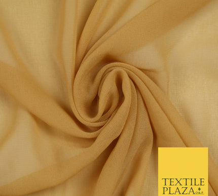 SAND GOLD Premium Plain Dyed Chiffon Fine Soft Georgette Sheer Dress Fabric 5752