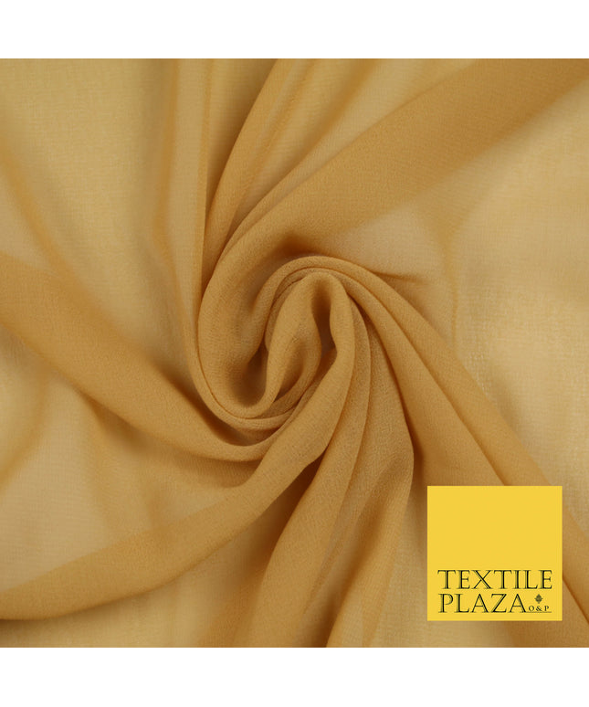 SAND GOLD Premium Plain Dyed Chiffon Fine Soft Georgette Sheer Dress Fabric 5752