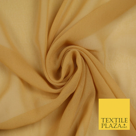 SAND GOLD Premium Plain Dyed Chiffon Fine Soft Georgette Sheer Dress Fabric 5752