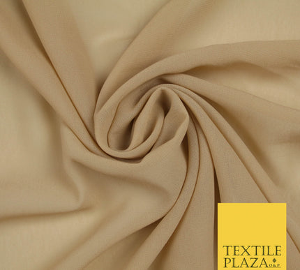 BISCUIT BEIGE Premium Plain Dyed Chiffon Fine Soft Georgette Sheer Dress Fabric 5753