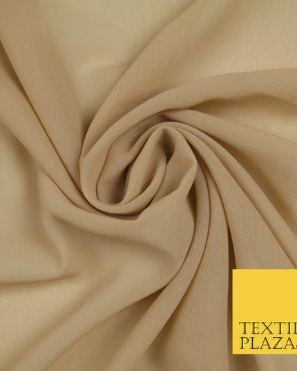 BISCUIT BEIGE Premium Plain Dyed Chiffon Fine Soft Georgette Sheer Dress Fabric 5753