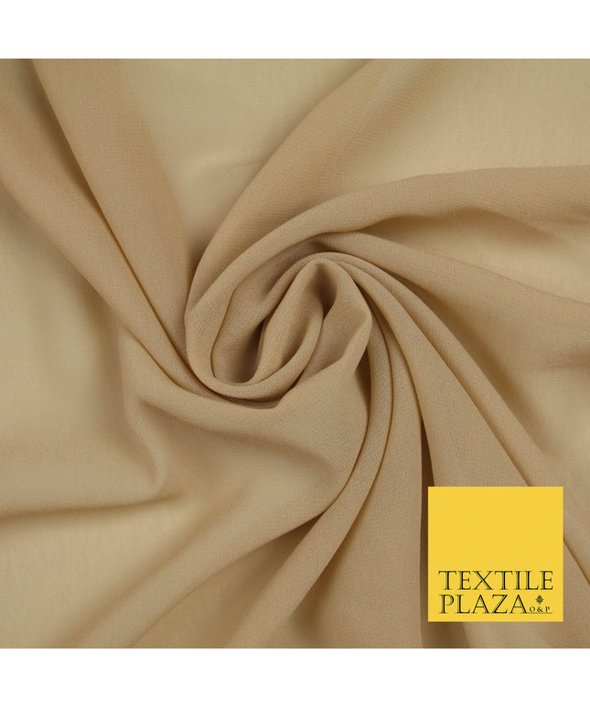 BISCUIT BEIGE Premium Plain Dyed Chiffon Fine Soft Georgette Sheer Dress Fabric 5753