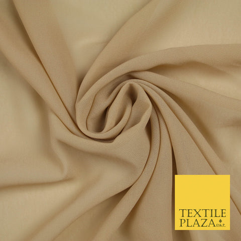 BISCUIT BEIGE Premium Plain Dyed Chiffon Fine Soft Georgette Sheer Dress Fabric 5753