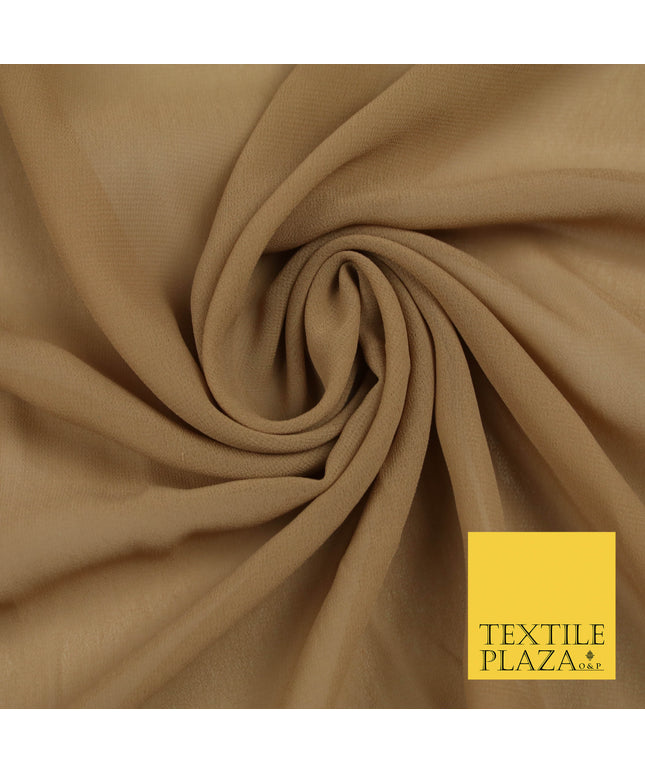 TAN GOLD Premium Plain Dyed Chiffon Fine Soft Georgette Sheer Dress Fabric 5758