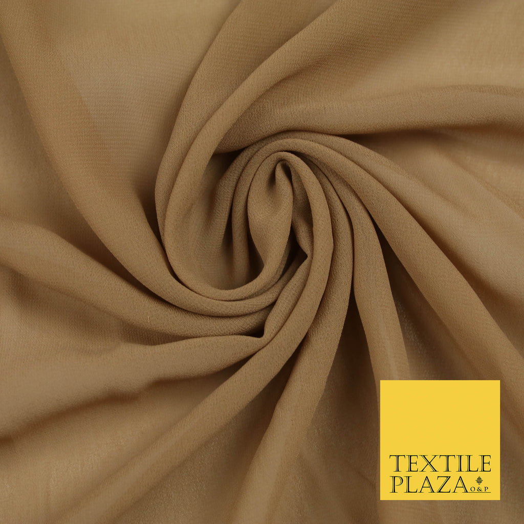TAN GOLD Premium Plain Dyed Chiffon Fine Soft Georgette Sheer Dress Fabric 5758