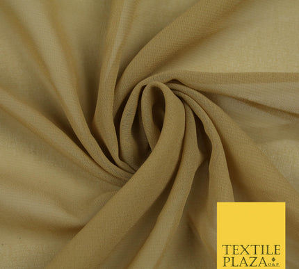 DESERT GOLD Premium Plain Dyed Chiffon Fine Soft Georgette Sheer Dress Fabric 5759