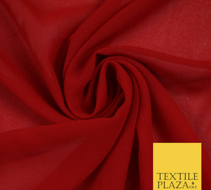RED Premium Plain Dyed Chiffon Fine Soft Georgette Sheer Dress Fabric 5762