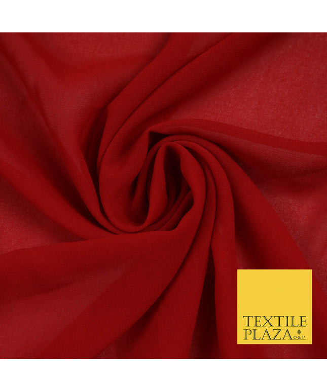 RED Premium Plain Dyed Chiffon Fine Soft Georgette Sheer Dress Fabric 5762