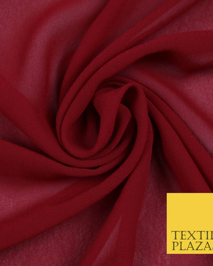 BERRY RED Premium Plain Dyed Chiffon Fine Soft Georgette Sheer Dress Fabric 5763