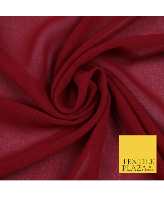 BERRY RED Premium Plain Dyed Chiffon Fine Soft Georgette Sheer Dress Fabric 5763