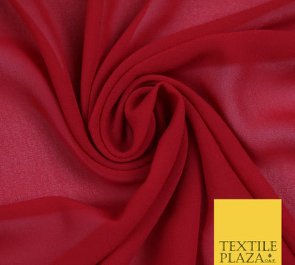 CHERRY RED Premium Plain Dyed Chiffon Fine Soft Georgette Sheer Dress Fabric 5764