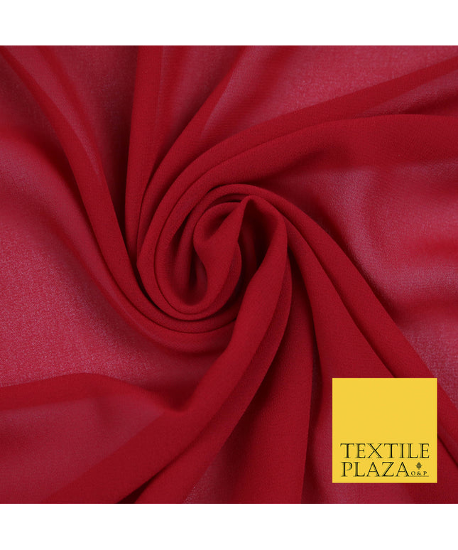 CHERRY RED Premium Plain Dyed Chiffon Fine Soft Georgette Sheer Dress Fabric 5764
