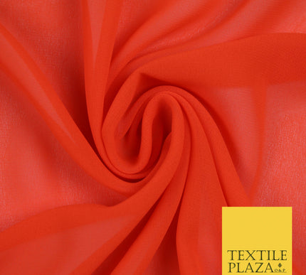 FLAMINGO ORANGE Premium Plain Dyed Chiffon Fine Soft Georgette Sheer Dress Fabric 5765