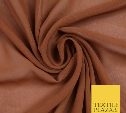 CHESTNUT BROWN Premium Plain Dyed Chiffon Fine Soft Georgette Sheer Dress Fabric 5768