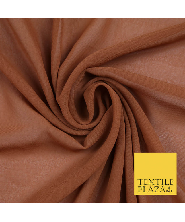 CHESTNUT BROWN Premium Plain Dyed Chiffon Fine Soft Georgette Sheer Dress Fabric 5768