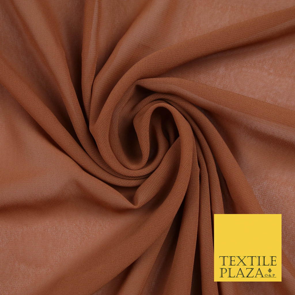 CHESTNUT BROWN Premium Plain Dyed Chiffon Fine Soft Georgette Sheer Dress Fabric 5768