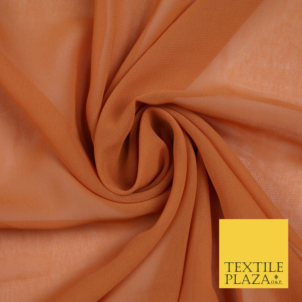 COPPER BROWN Premium Plain Dyed Chiffon Fine Soft Georgette Sheer Dress Fabric 5769