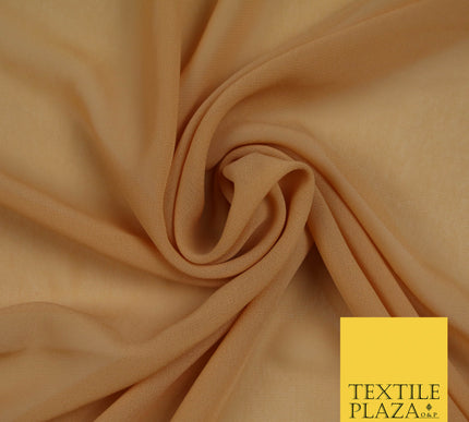 CAMEL GOLD Premium Plain Dyed Chiffon Fine Soft Georgette Sheer Dress Fabric 5771