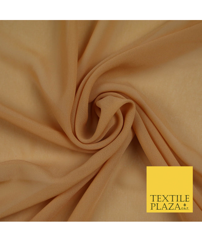 CAMEL GOLD Premium Plain Dyed Chiffon Fine Soft Georgette Sheer Dress Fabric 5771
