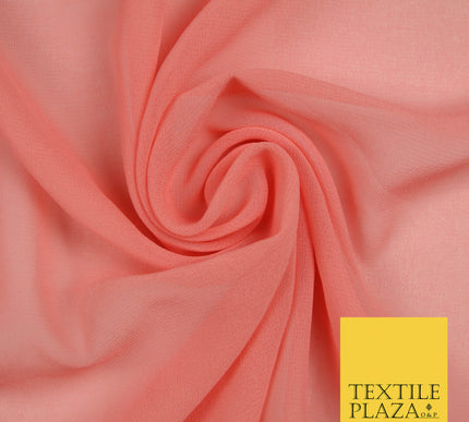 PEACH PINK Premium Plain Dyed Chiffon Fine Soft Georgette Sheer Dress Fabric 5776