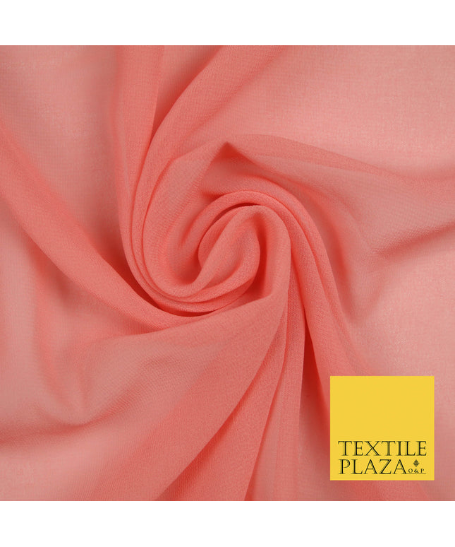 PEACH PINK Premium Plain Dyed Chiffon Fine Soft Georgette Sheer Dress Fabric 5776