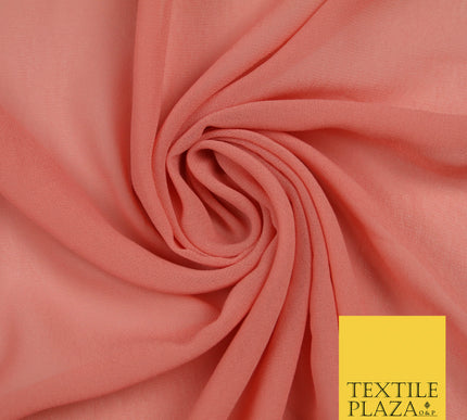 DULL PEACH PINK Premium Plain Dyed Chiffon Fine Soft Georgette Sheer Dress Fabric 5777