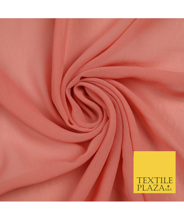 DULL PEACH PINK Premium Plain Dyed Chiffon Fine Soft Georgette Sheer Dress Fabric 5777