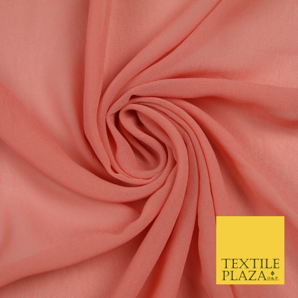 DULL PEACH PINK Premium Plain Dyed Chiffon Fine Soft Georgette Sheer Dress Fabric 5777