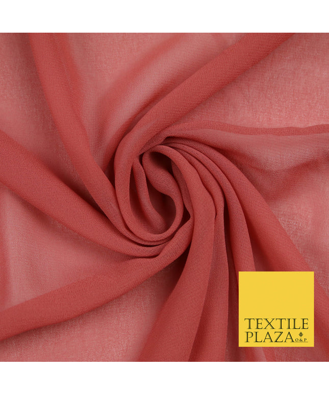 DULL ROSE PINK Premium Plain Dyed Chiffon Fine Soft Georgette Sheer Dress Fabric 5778