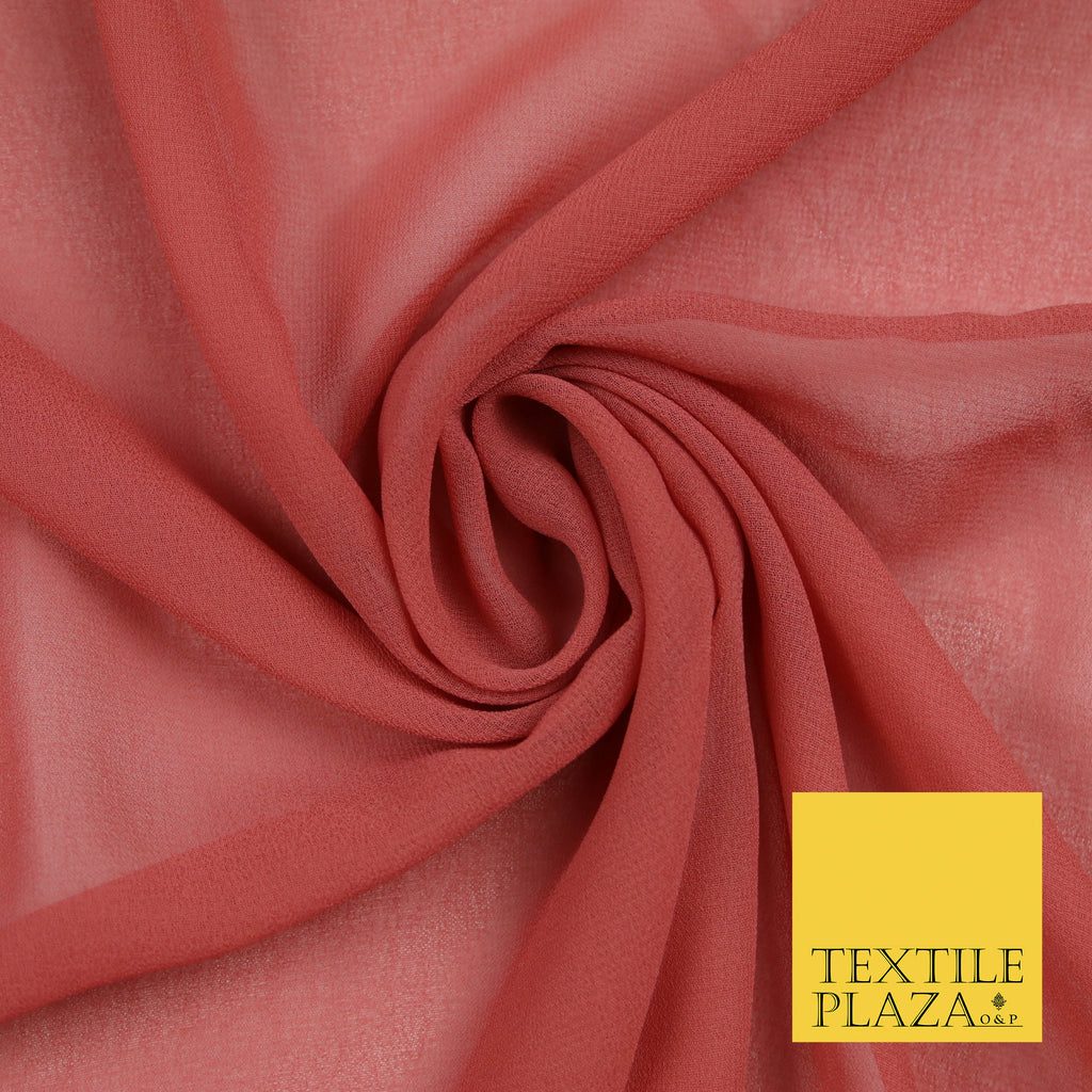 DULL ROSE PINK Premium Plain Dyed Chiffon Fine Soft Georgette Sheer Dress Fabric 5778