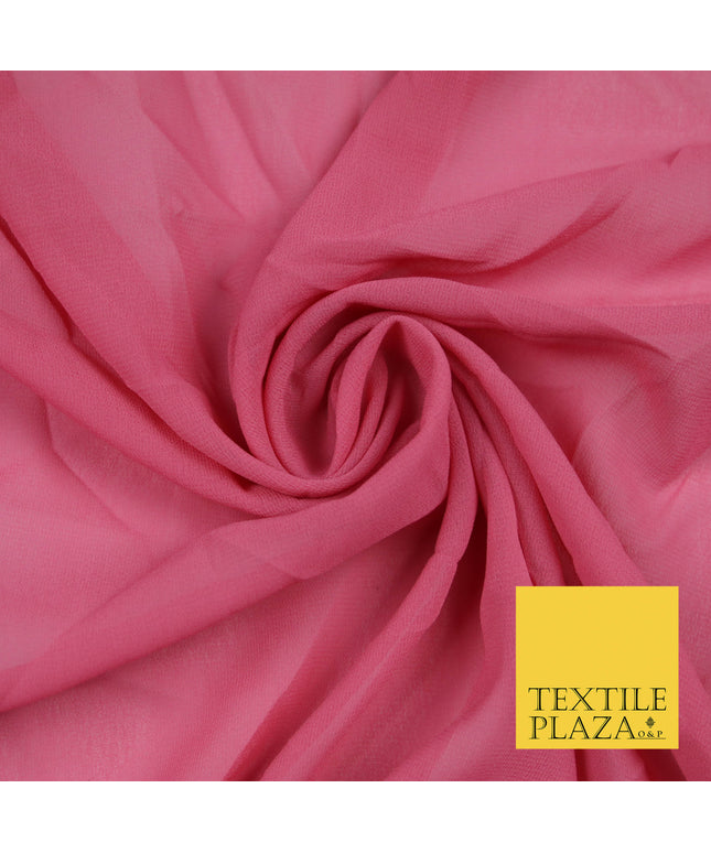 DEEP PINK Premium Plain Dyed Chiffon Fine Soft Georgette Sheer Dress Fabric 5781