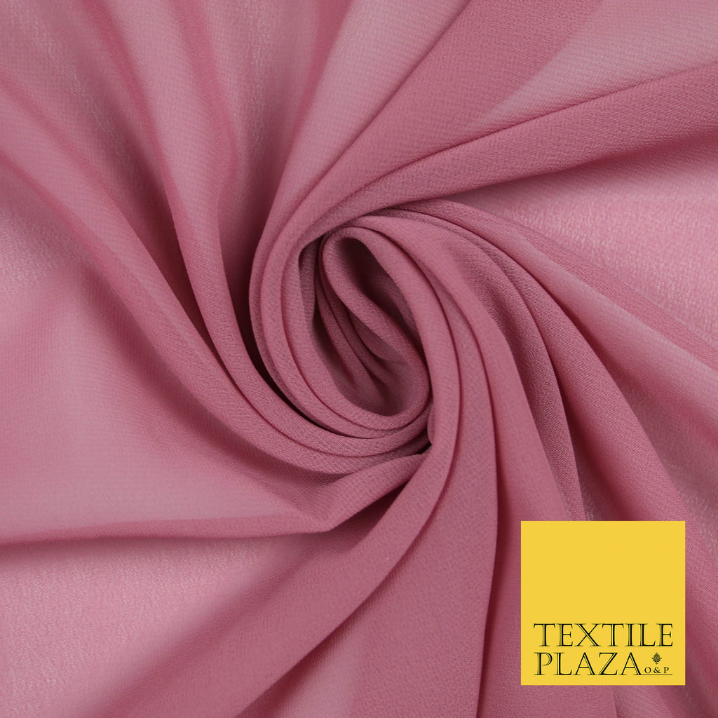 DUSTY ROSE PINK Premium Plain Dyed Chiffon Fine Soft Georgette Sheer Dress Fabric 5782