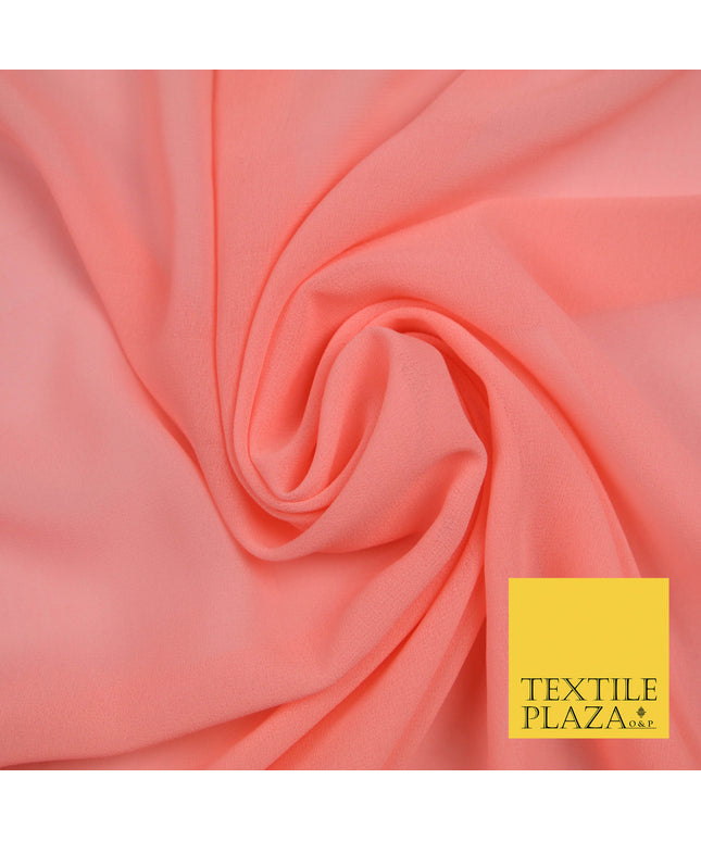 PEACH Premium Plain Dyed Chiffon Fine Soft Georgette Sheer Dress Fabric 5785