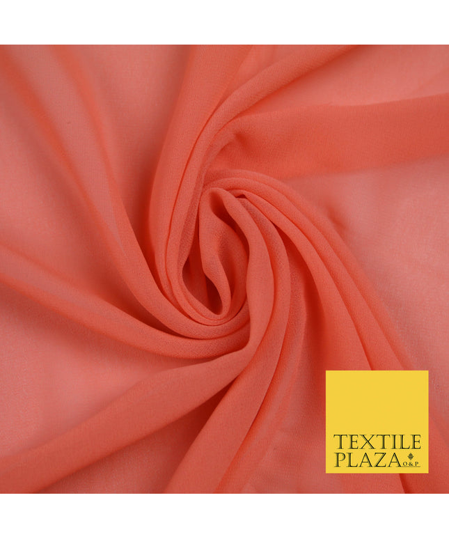 DARK PEACH Premium Plain Dyed Chiffon Fine Soft Georgette Sheer Dress Fabric 5787