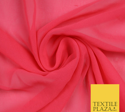 CORAL PINK Premium Plain Dyed Chiffon Fine Soft Georgette Sheer Dress Fabric 5788