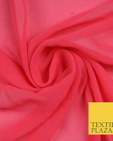 CORAL PINK Premium Plain Dyed Chiffon Fine Soft Georgette Sheer Dress Fabric 5788