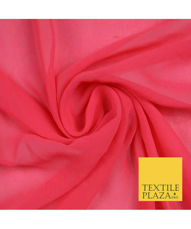 CORAL PINK Premium Plain Dyed Chiffon Fine Soft Georgette Sheer Dress Fabric 5788