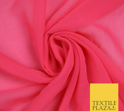 HOT PINK Premium Plain Dyed Chiffon Fine Soft Georgette Sheer Dress Fabric 5789