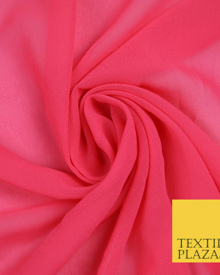 HOT PINK Premium Plain Dyed Chiffon Fine Soft Georgette Sheer Dress Fabric 5789