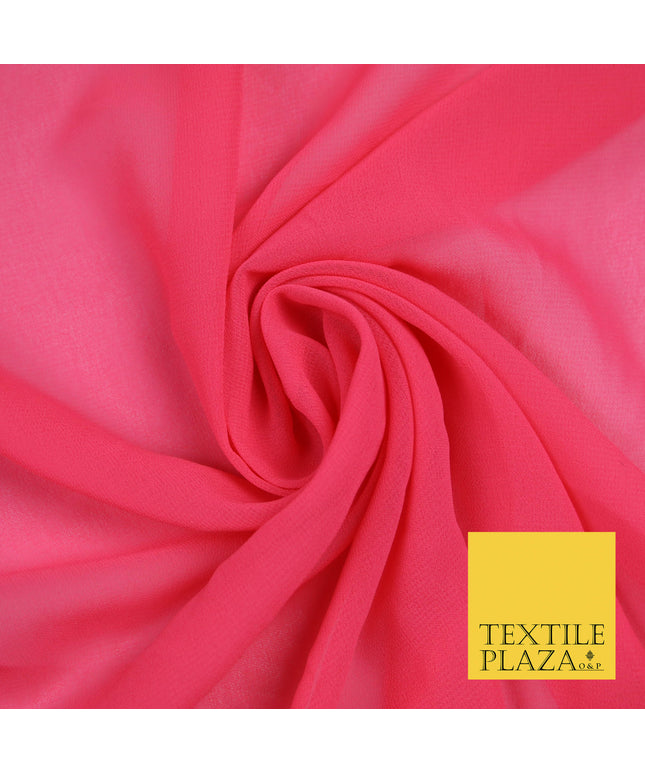 HOT PINK Premium Plain Dyed Chiffon Fine Soft Georgette Sheer Dress Fabric 5789