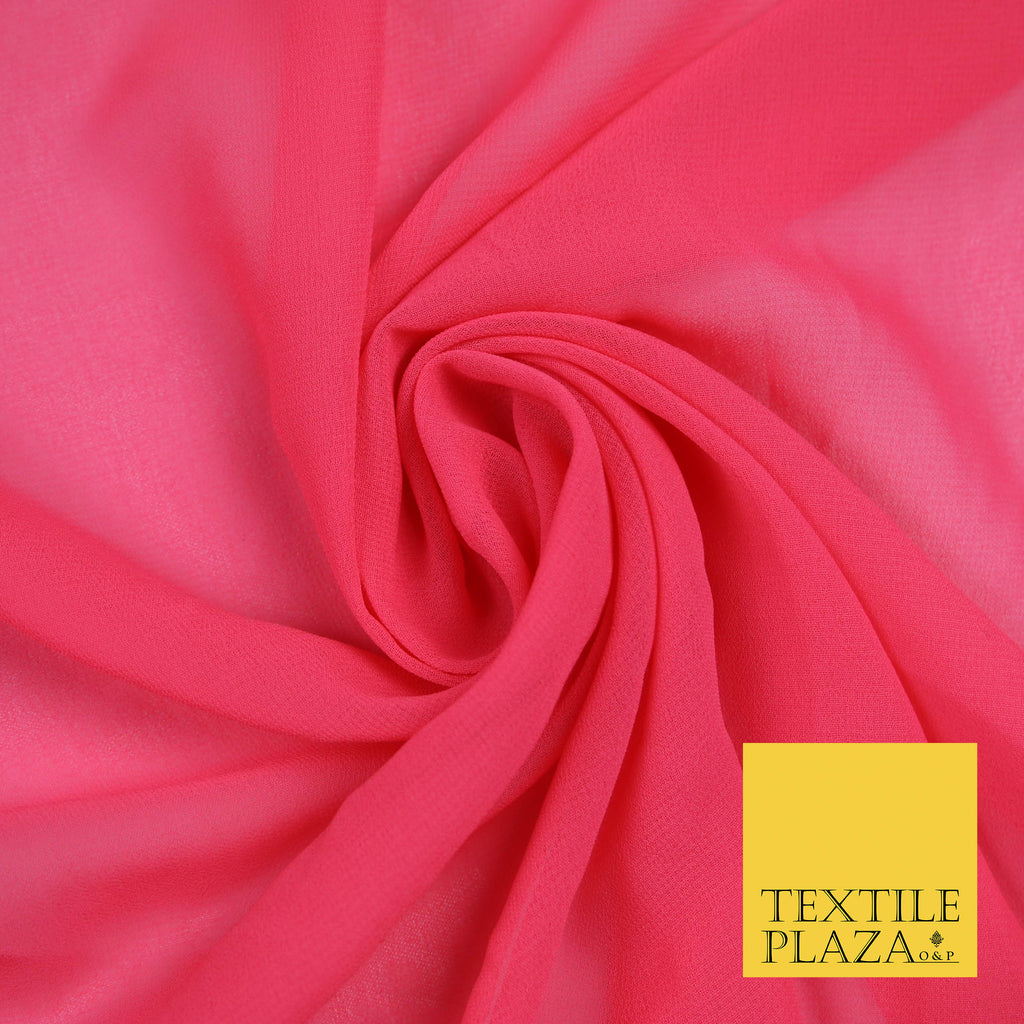 HOT PINK Premium Plain Dyed Chiffon Fine Soft Georgette Sheer Dress Fabric 5789