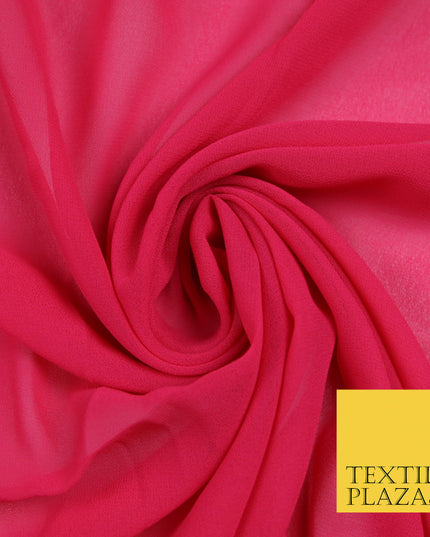 CERISE PINK Premium Plain Dyed Chiffon Fine Soft Georgette Sheer Dress Fabric 5790